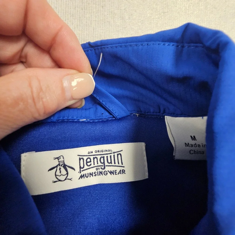 Original Penguin Mens Quilted Vest Surf The Web Blue OGRFF0C90F Size Medium NWT